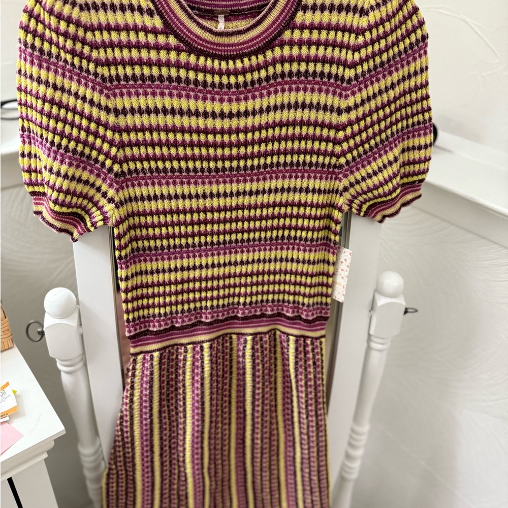 Free People Pink and Yellow Knit Dress - Picture 2 of 10